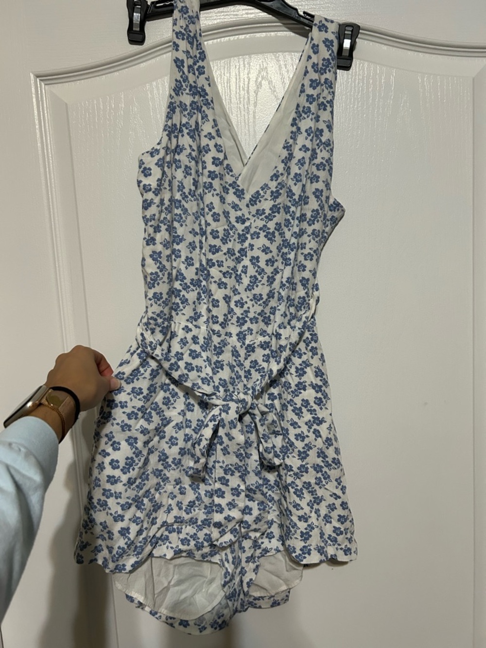 Sugarlips White Mini Dress with Blue Floral Print